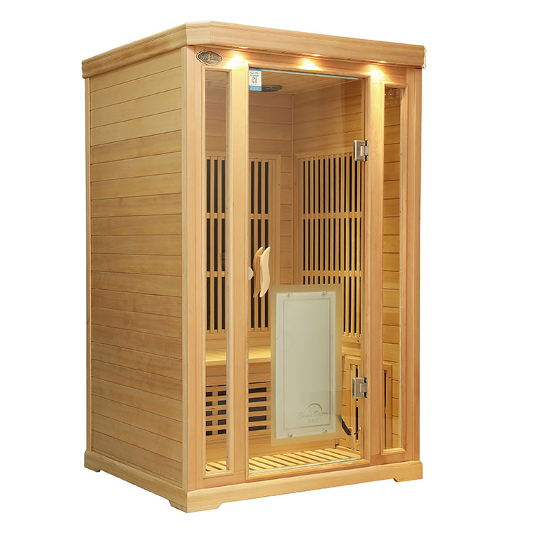 Hemlock Far Infrared Sauna သည် မည်သည့် ပါဝါနှင့် သစ်သားကို အသုံးပြုသနည်း။